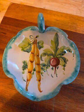 vintage Italian small dish hand painted vegetable motif